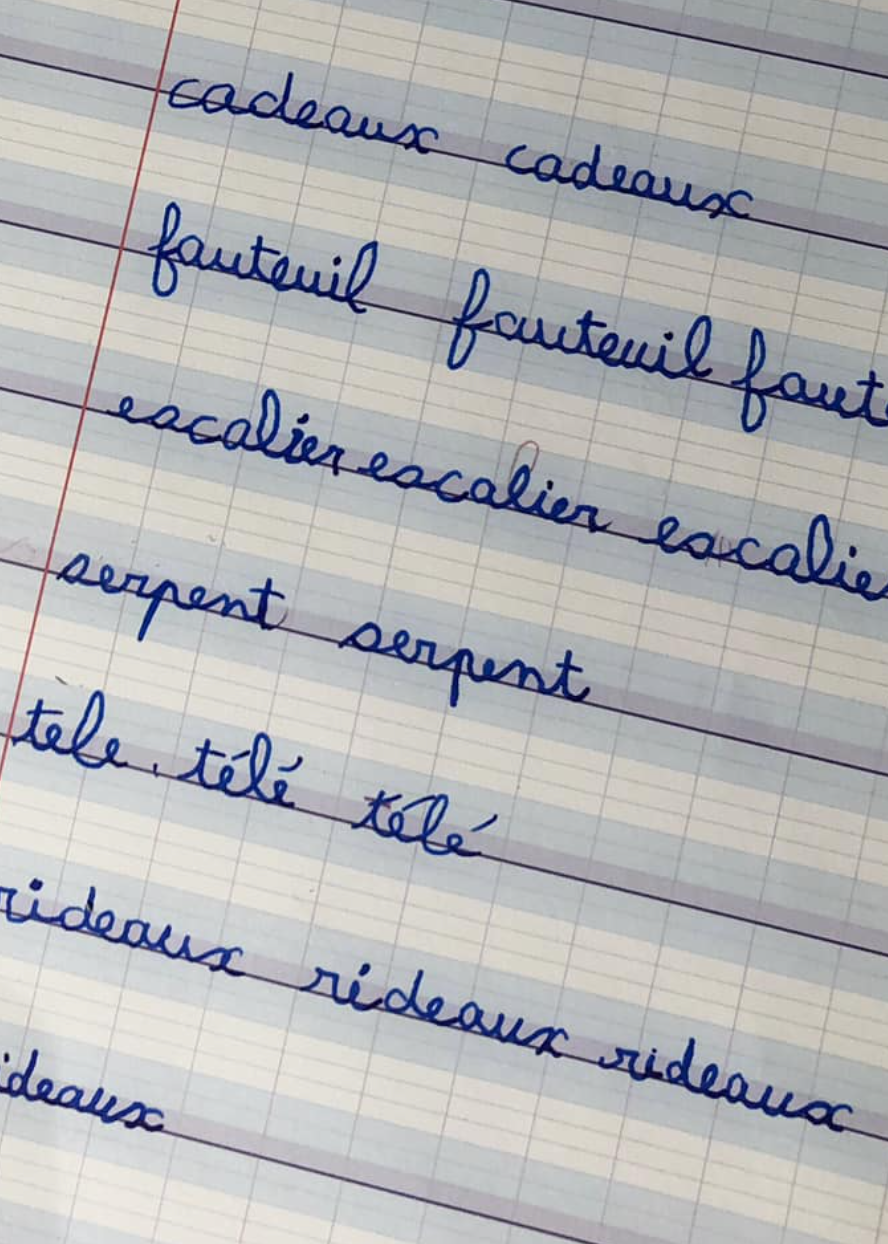 Exemple réel d'écriture après la graphothérapie
